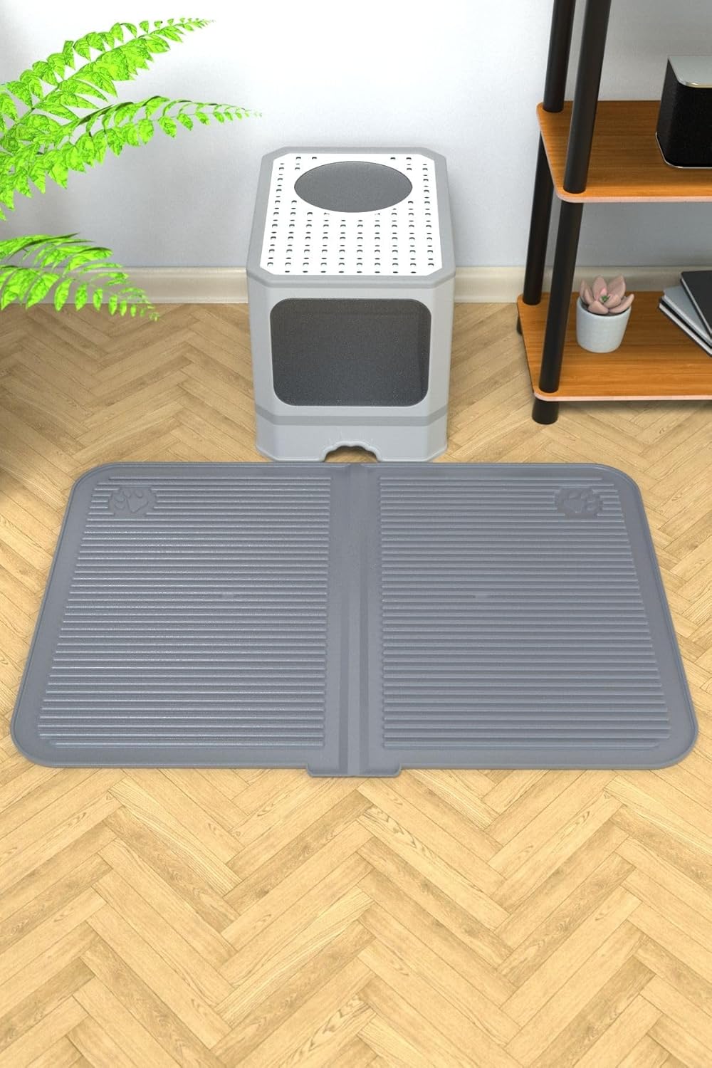 Silikon Mama ve Kum Matı Havuzlu Yıkanabilir Kedi Tuvaleti Önü Kedi Kumu Paspası Büyük Boy 40x60,