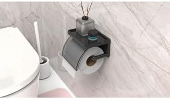 Alternative view of Yapışkanlı Kapaklı Tuvalet Kağıdı Askısı Banyo Tuvalet Kağıtlığı Aparatı Peçetelik Organizer Plastik, Siyah