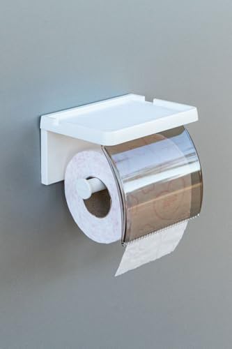 Yapışkanlı Kapaklı Tuvalet Kağıdı Askısı Banyo Tuvalet Kağıtlığı Aparatı Peçetelik Organizer Plastik, Beyaz