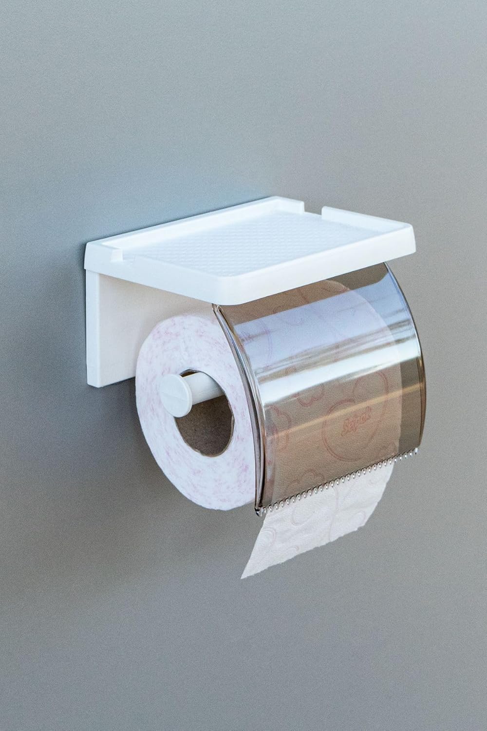 Alternative view of Yapışkanlı Kapaklı Tuvalet Kağıdı Askısı Banyo Tuvalet Kağıtlığı Aparatı Peçetelik Organizer Plastik, Beyaz