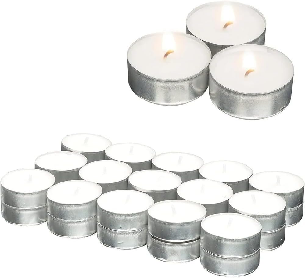 Tealight Mum Seti, Para Mum, Çaydanlık Mumu, Dekorasyon ve Özel Günler İçin Fondü Kokulu, Zarif ve Uzun Yanma Süreli Mumlar (32 Adet, Beyaz)