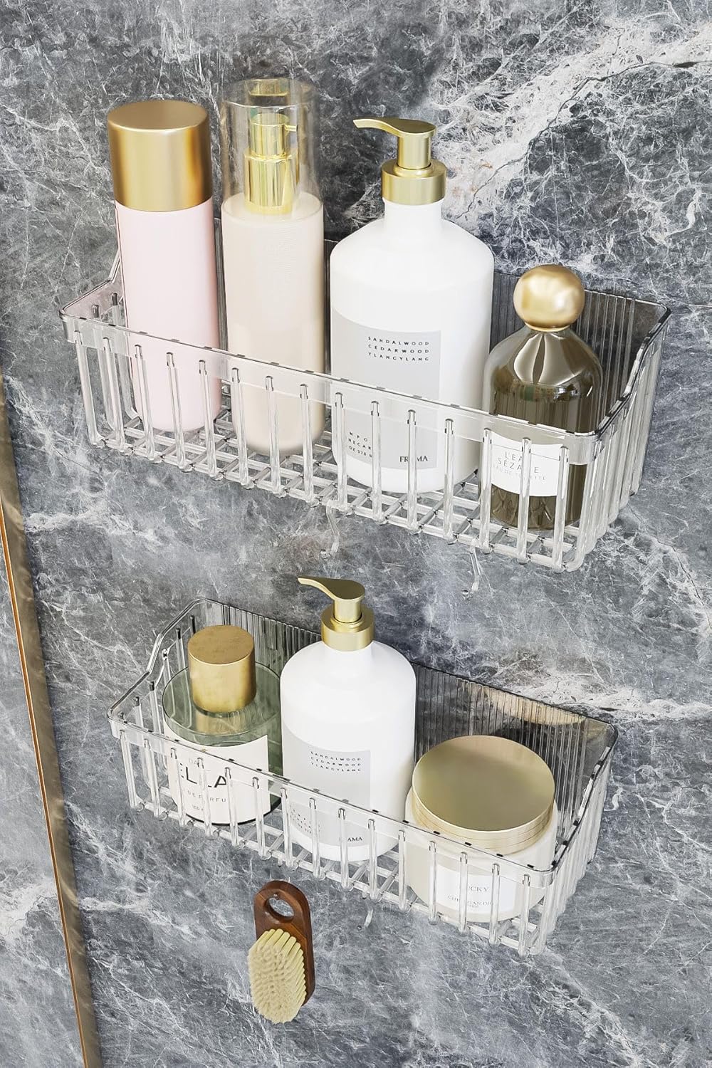 Alternative view of Yapışkanlı Banyo Rafı, 2'li Banyo Düzenleyici Organizer Banyo Duş Rafı Şampuanlık, Plstik