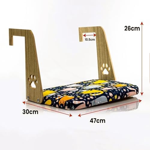 Alternative view of Gobypet Kalorifer Petek Radyatör Yatağı, Askılı Kedi Yatağı, Ahşap Taşıyıcılı Kedi Hamağı, Yumuşak Minderli Konforlu Kedi Desenli Tasarım