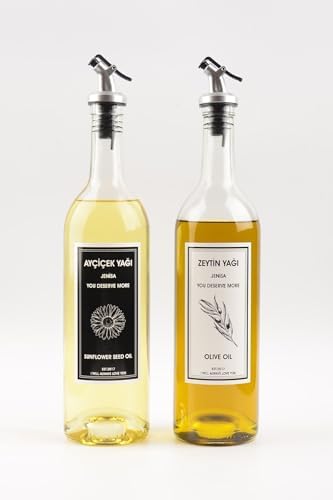 Alternative view of 2'li 750 Ml Akıtmaz Şeffaf Zeytinyağı Sıvıyağ Şişesi Cam Yağdanlık Akıtıcılı Yağlık 750ml