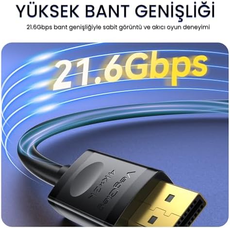 Alternative view of 4K/60Hz 2K/165Hz Displayport V1.2 Kablo 1.5 Metre