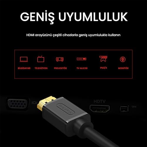 4K 60Hz Dişi Erkek HDMI 2.0 Uzatma Kablosu 1 Metre