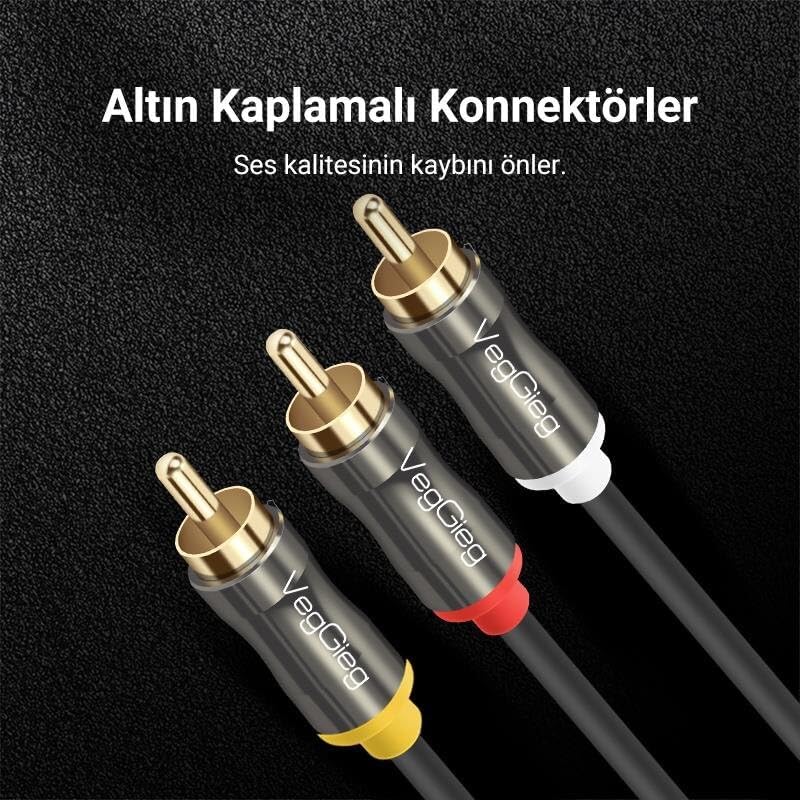 Alternative view of 3 RCA to 3 RCA Ses ve Görüntü Kablosu 3 Metre