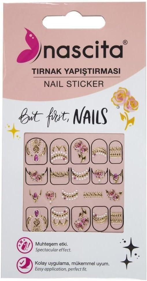 Alternative view of nascita Işıltılı Gül Desenli Tırnak Stickerı - 35
