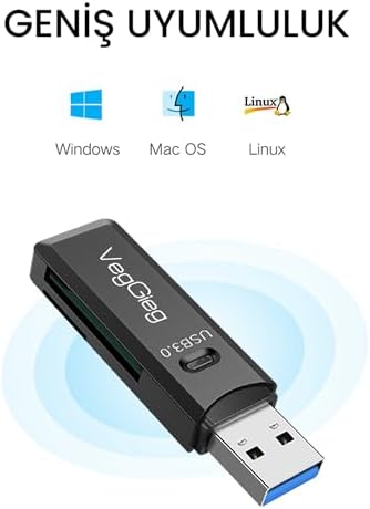 USB 3.0 SD ve Micro SD Hafıza Kart Okuyucu Siyah