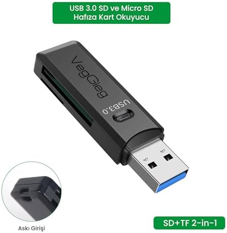 Alternative view of USB 3.0 SD ve Micro SD Hafıza Kart Okuyucu Siyah
