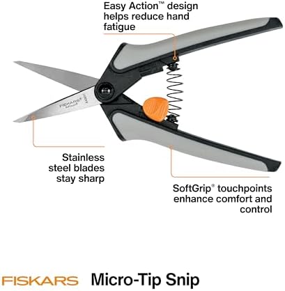 15 adet Mikro Uçlu Budama Snip Seti, Hassas Paslanmaz Çelik Bıçaklar, Deadheading için Softgrip Kolları, Küçük Bitkileri Kırpma ve Şekillendirme