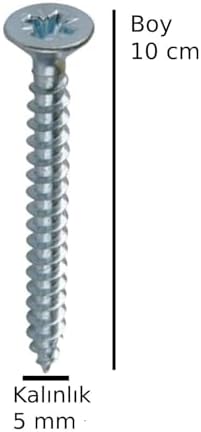 Sunta Ahşap Ağaç Tahta Vidası Yıldız Uçlu Vida 6 Adet Boy 10 cm Kalınlık 5 mm