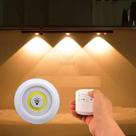 3'lü set, pille çalışır, uzaktan kumandalı, ayarlanabilir parlaklık ayarı, otomatik kapanma, kablosuz montaj, yapışkan bant ile, LED ışık, pille çalışır