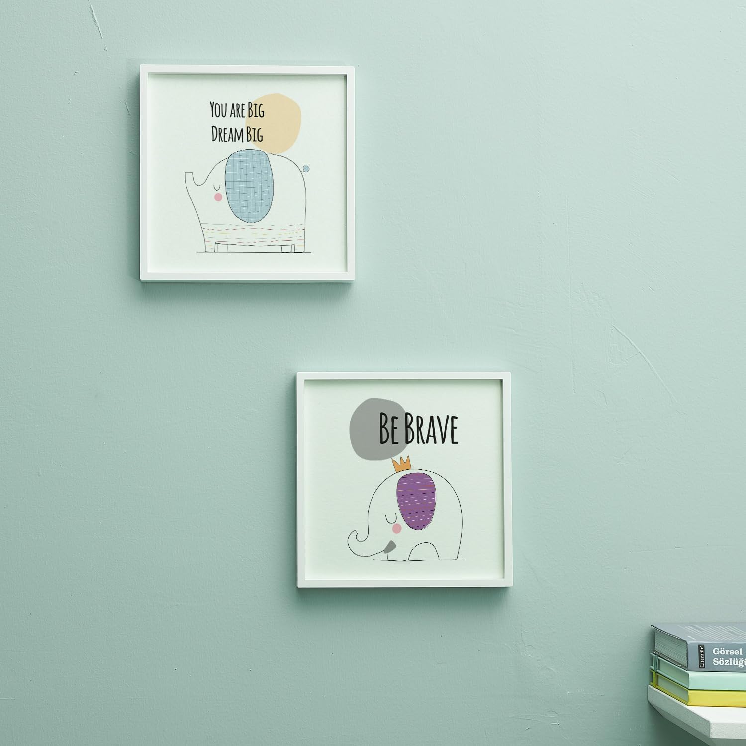 Minimal Fil Tasarımlı Bebek Odası Çerçeve – 20x20 cm | Modern, Sevimli Duvar Dekoru