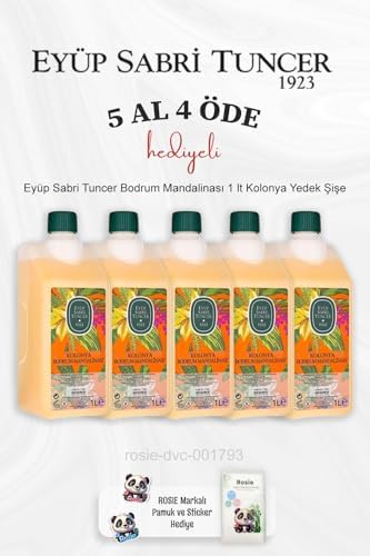 Bodrum Mandalinası 1 lt Kolonya Yedek Şişe 5 Al 4 Öde ve Rosie Pamuk