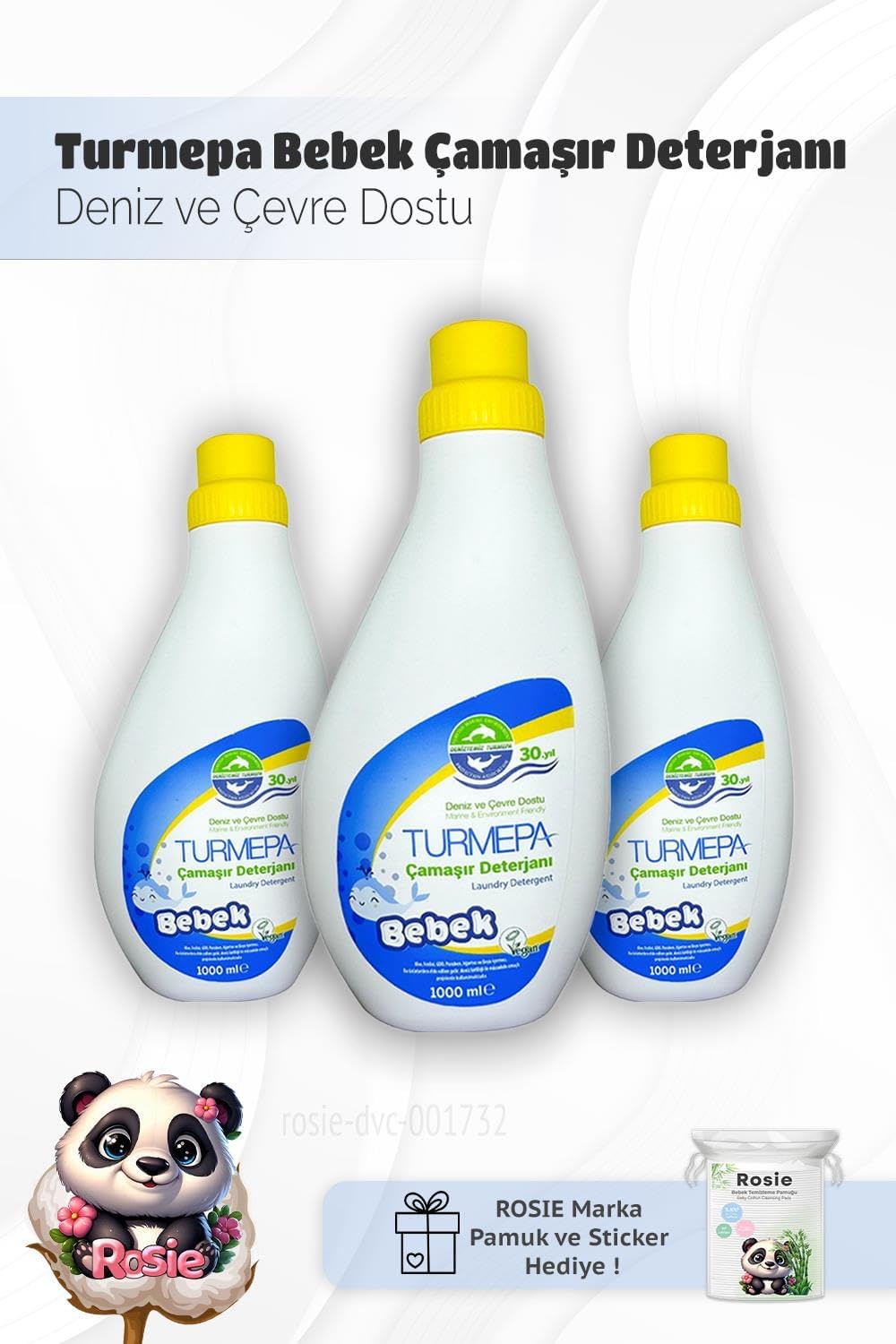 Alternative view of Baby Çamaşır Deterjanı 1000 ml x 3 ve Rosie Pamuk