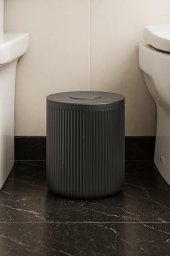 Serisi /Gri Akrilik Çöp Kovası – Silindir, 5 Litre, 25cm, Kolay Temizlenir - 3372