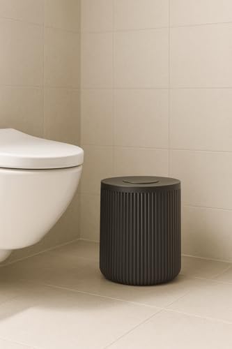 Alternative view of Serisi /Gri Akrilik Çöp Kovası – Silindir, 5 Litre, 25cm, Kolay Temizlenir - 3372