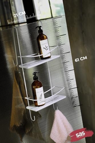 Alternative view of Ömür Boyu Paslanmaz Kristal Raf Banyo Düzenleyici Şampuanlık Beyaz Dşbb