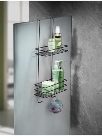 Alternative view of Ömür Boyu Paslanmaz 2 Katlı Askılı Banyo Duş Rafı Sabunluk Duşakabin Şampuanlık Siyah