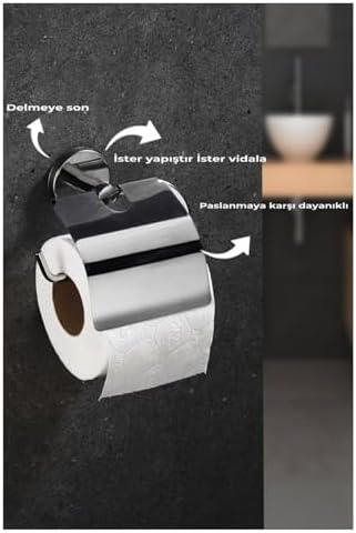 Alternative view of Delmeye Son Yapışkanlı Tuvalet Kağıtlığı Wc Kağıtlık Tutucu Krom Yk-703