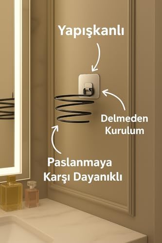 Yapışkanlı Saç Kurutmalık Siyah, Sihirli Yapışkanlı Siyah Saç Kurutma Makine Askısı S-01