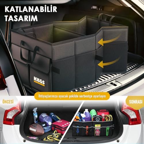 Alternative view of Araba Bagaj Çantası, Araç içi Düzenleyici Organizer, Katlanabilir Oto Bagaj Düzenleyici, Oto Aksesuarları, Sağlam Araba Alet Eşya Düzenleyici - 50 Lt- Siyah
