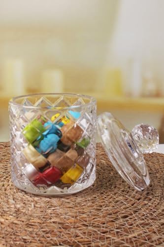 Lüx Kristal Büyük Cam Şekerlik & Cam Lokumluk, Kesme Cam Lüx Şekerlik 13cm*7.8cm - 06637