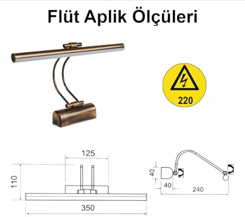 35 Cm Elektrikli 3200k Gün Işığı Enerji Tasarruflu Flüt Led Aplik Banyo Tablo Çalışma Masası Duvar Sanat Eseri Ayna Dekoratif ve Modern Aydınlatma (Eskitme)