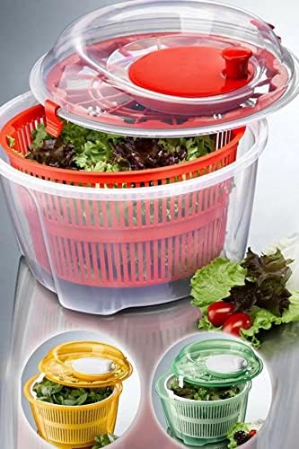 Pratik Salata Kurutucu, Sebze Yeşillik Marul Yıkama ve Kurutma Kabı Leğen Şeklinde Çevirmeli (Gül Kurusu)