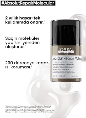 Alternative view of L'Oréal Professionnel Paris Serie Expert Absolut Repair Molecular Tüm Yıpranmış Saçlar İçin Durulanmayan Maske 50ml