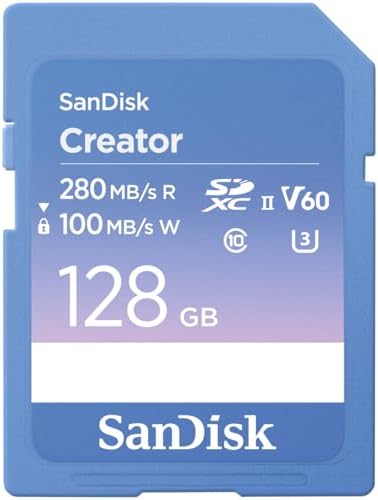 Creator SD-UHS-II hafıza kartı 128 GB (ve aynasız kameralar, 6K video, V60, UHS-II, 280 MB/s okuma, RescuePRO Deluxe, Adobe Cloud)