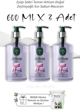 Artisan Doğal Zeytinyağlı Sıvı Sabun Macaron 600 ml X3