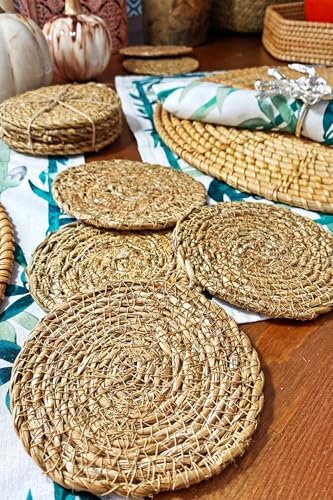 Alternative view of 6 Adet El Yapımı Yuvarlak Hasır Bardak Altlığı - Fincan, Çay ve Kupa Altlığı - 10cm