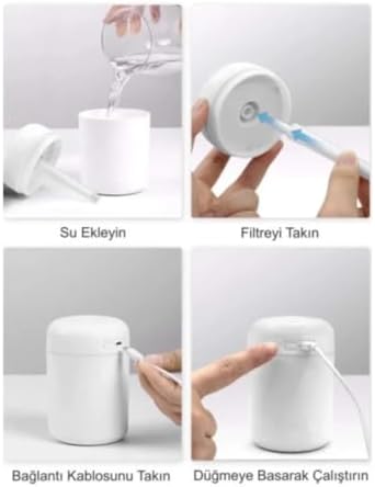 Alternative view of Hava Nemlendirici Ortam Nemlendirici Işıklı Hava Nemlendirici Makinesi ve Aroma Difüzörü H2O(BEYAZ, GRİ, PEMBE Karışık)
