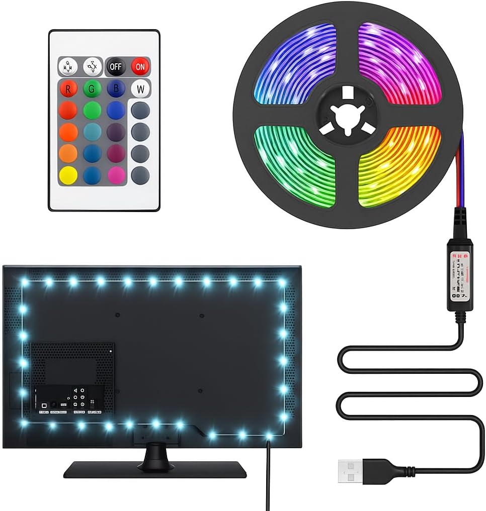 Alternative view of TV ve PC Arkası RGB Şerit LED Işık Seti - 3 Metre, USB Girişli, Kumandalı, 352 Renk Seçeneği, IP20 İç Mekan, 4W Düşük Enerji Tüketimi ct4566