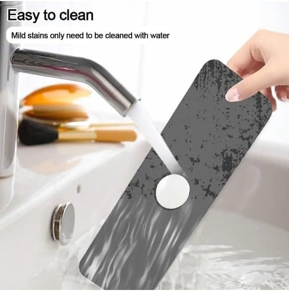 Alternative view of Su Emici Lavabo Kenar Matı – Kaymaz Mutfak Tezgah Matı, Musluk Damlama Tutucu, Lavabo Sıçrama Koruyucu, Banyo ve Sünger Tutucu Mat, Su Geçirmez ve Dayanıklı Banyo Matı, Kaymaz Tezgah Mat