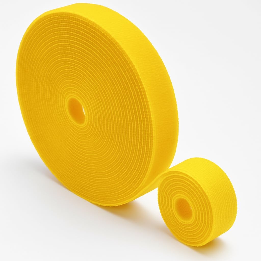 Alternative view of Cırt Cırt Sabitleyici Kablo Düzenleyici 5 metre x 1cm Kanca ve Döngü Kayışları, Tekrar Kullanılabilir, Çift Taraflı Kanca Rulo Düzenleyici Kayışlar, Bağlama Bandı (Sarı)