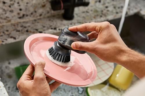 SinkTech sabunluklu bulaşık fırçası, paslanmaz çelik tutuculu kompakt bulaşık fırçası