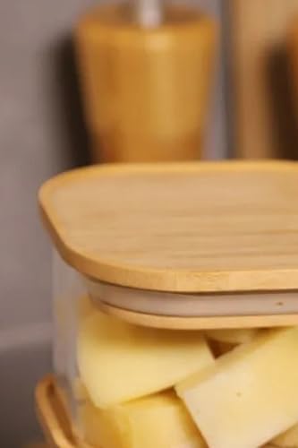Bambu Kahvaltılık Kapaklı Borosilikat Cam Kase Seti - Vakumlu Saklama Kabı