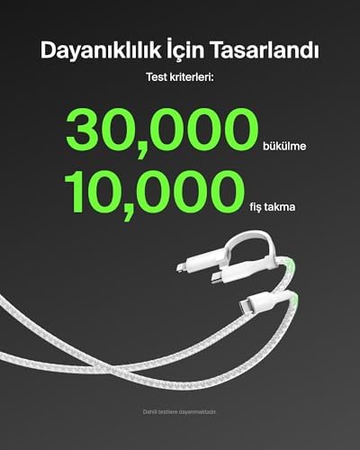 Alternative view of 2-in-1 Charging Cable with USB-C & Lightning Connector - Braided -Charging Cable, USB-C to USB-C & Lightning Charger Cord, Multi-Charging Combo for, iPad,, More -