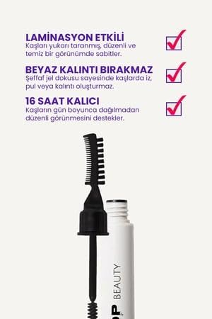 Alternative view of Pop Beauty Kaş Sabitleyici Ve Şekillendirici, Kaş Fırçası, Tarağı Ve Sabitleyici Jel (Laminasyon Etkili)
