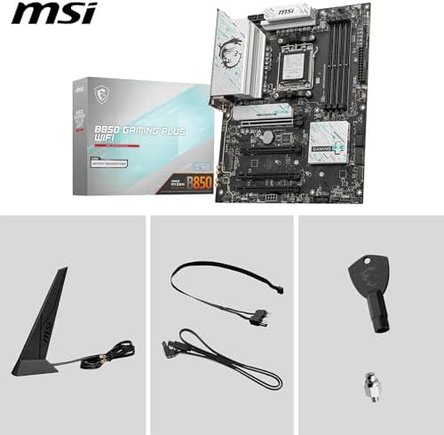 Alternative view of MSI B850 GAMING PLUS WIFI Anakart, ATX - AMD Ryzen 9000/8000 / 7000 İşlemcileri, AM5 - DDR5 Bellek Arttırma 8200+ MT/s (OC), PCIe 5.0 x16 ve 4.0 x16, M.2 Gen5, Wi-Fi 7, 5G LAN'ı destekler