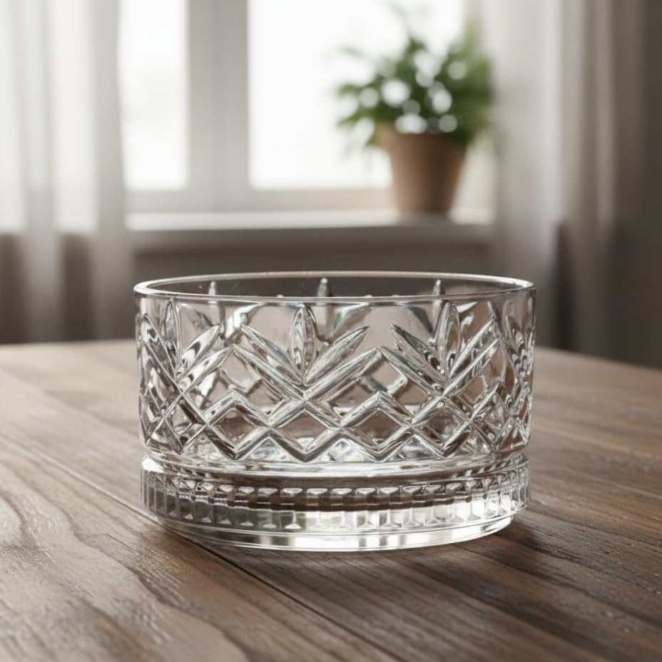 Lüx Kristal Büyük Cam Sunum Seti 6'lı, Kristal Kesme Cam Dondurmalık ve Tatlı Sunum, 9 cm x 5 cm