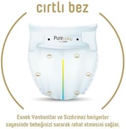 Pure Baby Organik Pamuklu Cırtlı Bez 3'Lü Paket 1 Numara Yenidogan 192 Adet