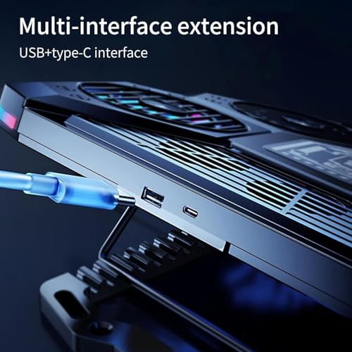 Alternative view of -10 Şok Soğutma Profesyonel Birinci Sınıf Dizüstü Bilgisayar Notebook Soğutucu Laptop Stand RGB Renkli Oyuncu Laptoplarına Özel 4 Büyük Fanı İle Hızlı Soğutma 1 USB ve 1 Type C Giriş LZ-D12