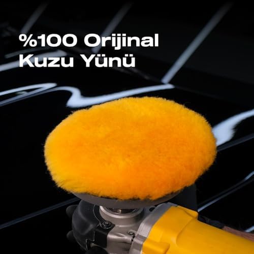 Kuzu Yünü Polisaj Keçesi/Pedi Lite-Ağır Çizik Giderici-150mm-Kuzu Postu Araç Pasta Cila Keçesi