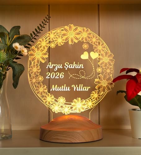 Alternative view of Yılbaşı Papatya Çiçek Hediyesi, Yeni Yıl Mutlu Yıllar Hediyesi, Papatya 3D Led Lamba