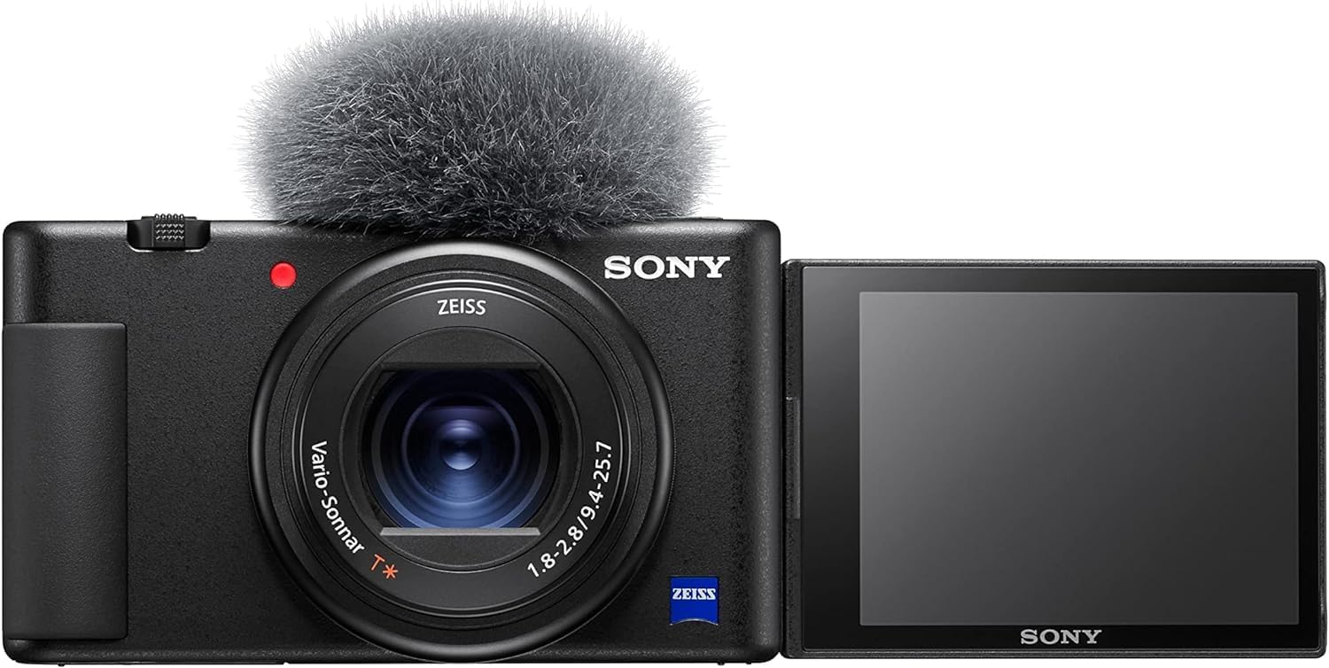 ZV-1 Vlog Kamerası, 3 İnç Dokunmatik LCD, 2.7x Zoom, 20.1 Megapiksel, 24-70 Milimetre Lens, 3 Mikrofon, HDMI, Siyah