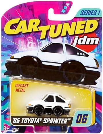 MGAE CarTuned JDM Seri 1 1985-87 Sprinter Trueno GT-Apex AE86, Siyah Beyaz, Diecast Metal Oyuncak Araba,